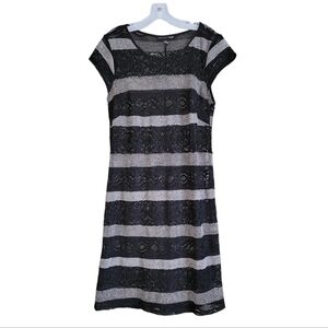 Madison Leigh Black/Gray Lace Short Sleeve Pullover Cover-Up - Size 16